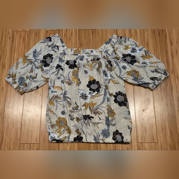 NWOT Evereve Floral Puff Sleeve - Picture 1 of 8